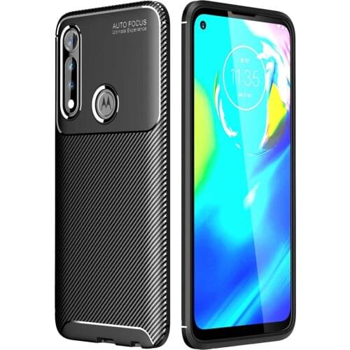 Carbon Fiber Slim Cover Non-Slip Shockproof Soft TPU Gel case with Screen Protector For Moto G Power E7(E 2020) G8 Power Lite