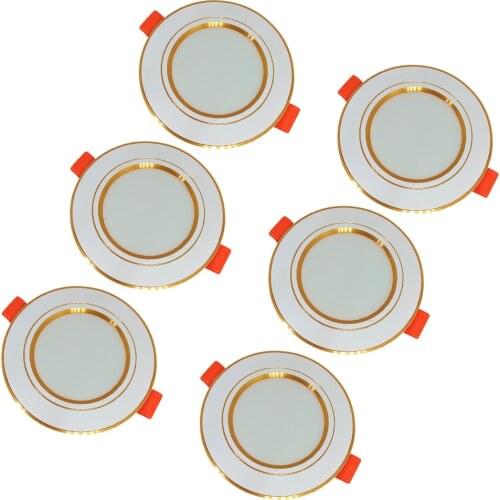 6pcs Recessed LED Panel Light 5W Ceiling Down Lights Thin Panel -Golden Line