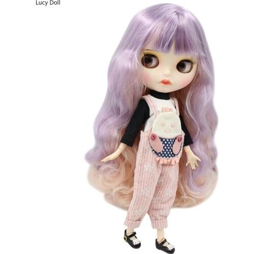 Factory Blythee Doll BL1049/2352 Violet And Pink Hair New Matte Face With Eyebrow Carven Lips, White Skin Joint Body 30cm 1/6
