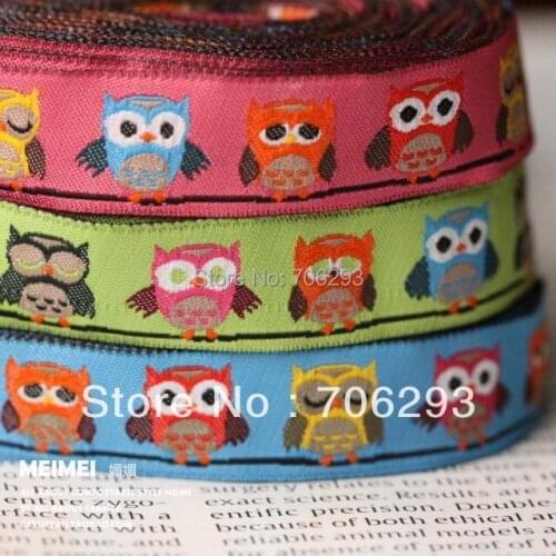 Zakka handmade accessories ribbon laciness 16mm three-color owl Cartoon ribbon Jacquard Ribbon