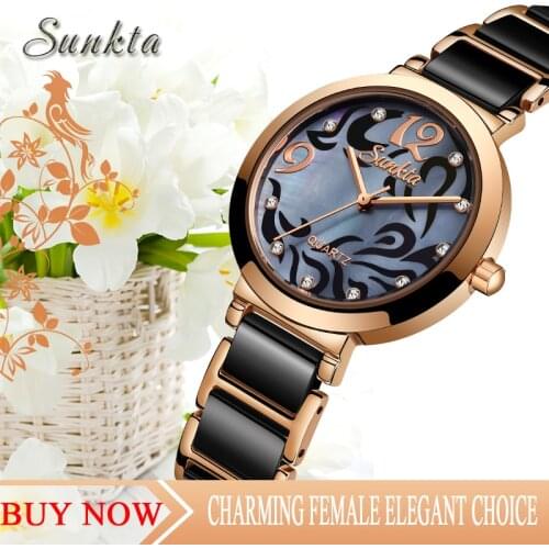 SUNKTA Quartz Women Watch Waterproof Shockproof SUNKTA Brand Ladies Fashion Casual Watch Women Dress Bracelet Watch Lover Gift