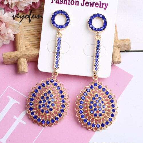 Veyofun ZA Hollow out Rhinestone Vintage Drop Earrings Long Dangle Earrings for Women Fashion Jewelry
