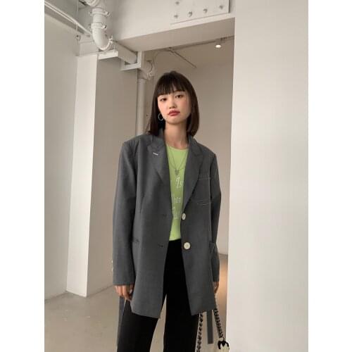 2021 Autumn New Female Contrast Color Frosting Fashionable Stitching Suit Jacket Waist Loose Casual Temperament Blazer With Belt