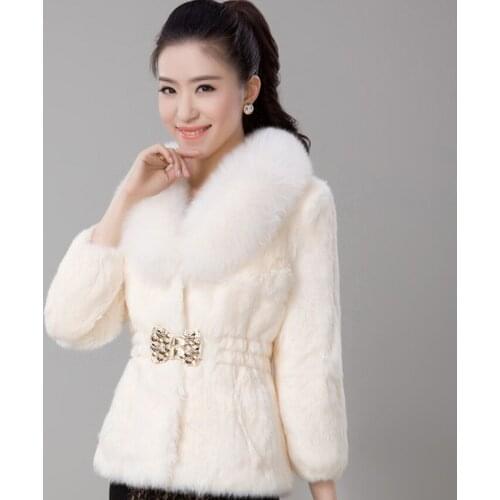 Womens imitation fur Collect waist Imitated mink fur Fox collars show thin coats slim fashion Elegant coat