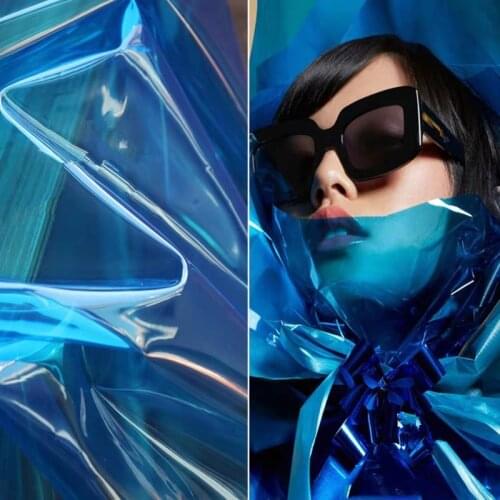 0.3mm TPU Fabric Blue PVC Jelly Plastic Film Waterproof DIY Windbreaker Raincoat Crystal Bags Clothing Decor Designer Fabric