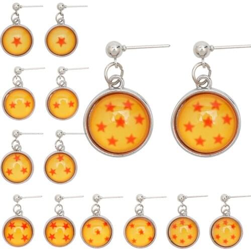 1-7 Stars Stud Earrings Women Girl Anime Jewelry Glass Dome Ear Studs Female New Accessories Gift