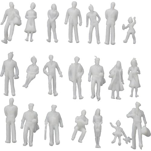 100Pcs Model Train People Figures Scale HO TT (1 to 100), Assorted Style, Great Collectibles--Light Grey