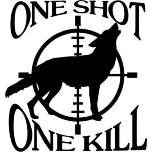 14CM*15CM Car Styling Wolf One Shot One Kill Hunting Car Stickers C5-1569