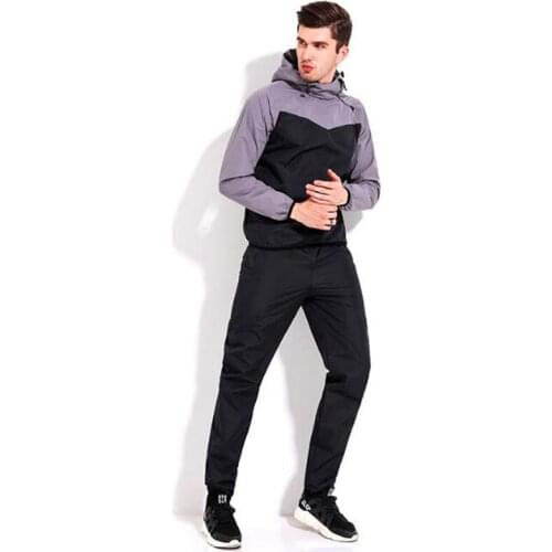 2018 Adult Windproof Full Sleeve Hooded Hot Sweat Sports Wear Set For Man Anti-sweat Two Piece Set Trainning & Exercise Sets