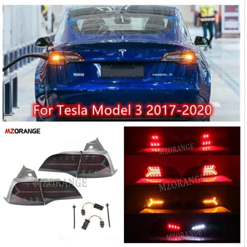Car LED Rear Tail Light For Tesla Model 3 2017-2020 Dynamic Signal DRL Brake Reverse Car Accessories