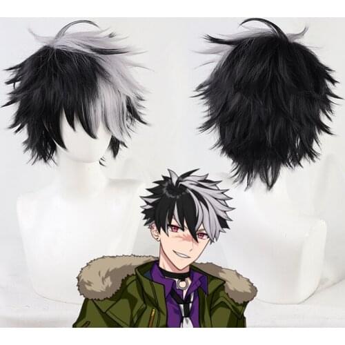 Game Promise of Wizard Bradley Wig Cosplay Black Mixed Grey Gray Short Synthetic Hair Heat Resistant Halloween Free Wig Cap