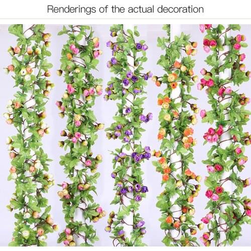Pastoral Style Simulation Rose Vine Artificial Hanging Flower Rattan for Wedding Decoration