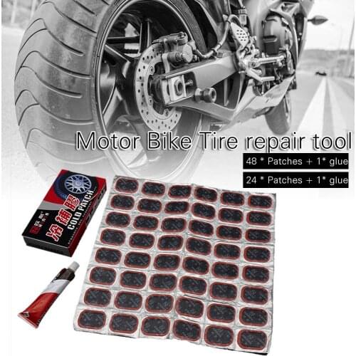 Quality 48Pcs+1Glue Car Tire Tyre Rubber Patch Piece Cycling Puncture Repair Tools Kits For Round Bicycle Motor Bike Electric