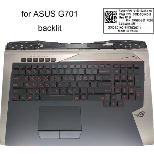 Korean backlight keyboard pc for Asus ROG G701 G701VO G701VIK G701VI XB72K KR gamers notebook keyboards topcase palmrest SD1KO11