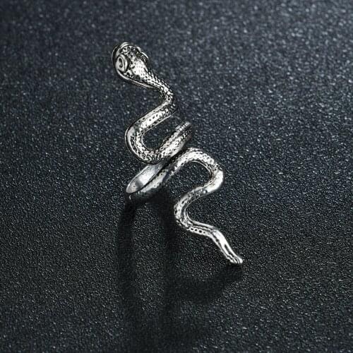 Punk Animal Ring Male Gothic Retro Black Metal Serpentine Ring Mens Ring Unisex Adjustable Fashion Jewelry Gift