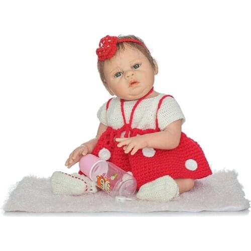 Reborn dolls full Soft Silicone body bebe real reobrn babies bonecas 20inch 50cm with pretty clothing pacifer bottle kids gift