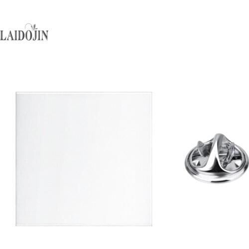 LAIDOJIN Square Brooch Pin Badges High quality Blank Silver color Metal Lapel Pin Suit Coat Hats Accessories