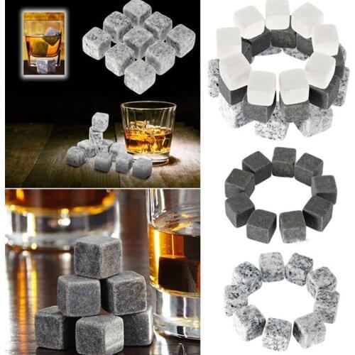 Washable 6/9Pcs Reusable Wine Drinks Cooler Ice Cube Chilling Stone Rock Barware Tool