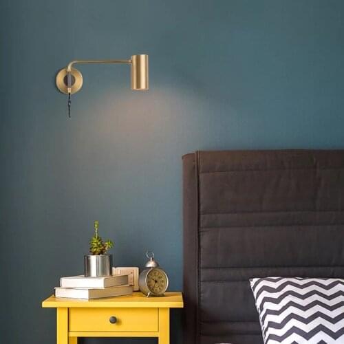 Retro Simple LED Wall Lamp Golden Black Bedroom Bedside LivingRoom Corridor Study Old-Fashioned Home Decorative Lighting