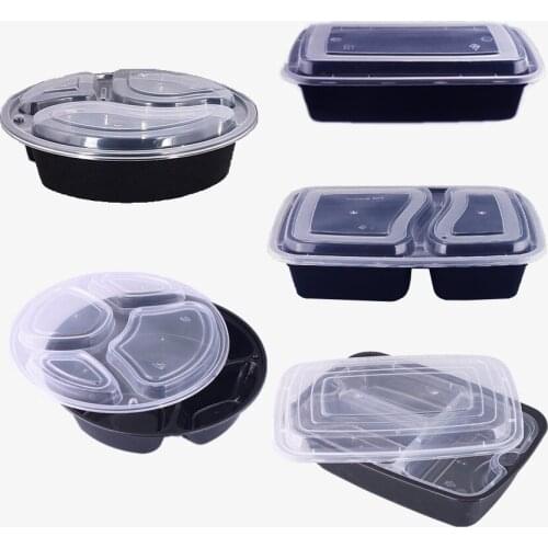 150 Pcs/Lot Plastic One-off Bento Box Meal Storage Food Prep Lunch Box Microwavable Disposable Festive Wedding Party Tableware