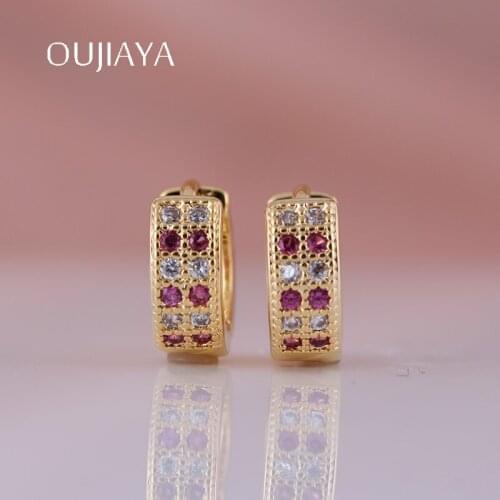 OUJIAYA New Simple Arrivals Gold color plated Drop Earring Dangle Earring Natural Zircon Luxury Simple Fine Fashion Jewelry A57