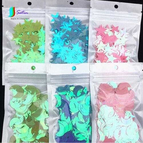 Pentagram Moon Shape Bulk Sequins PVC Beads Garment Accessories Earrings Pendant Jewelry Accessories Pink Blue Green S503P