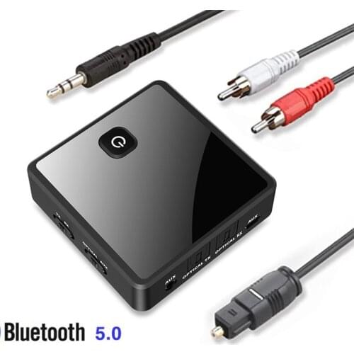Transmitter Receiver Bluetooth 5.0 Wireless Adapter Low Latency Audio Adapter 3.5mm AUX Jack Optical for PC TV Car Speaker