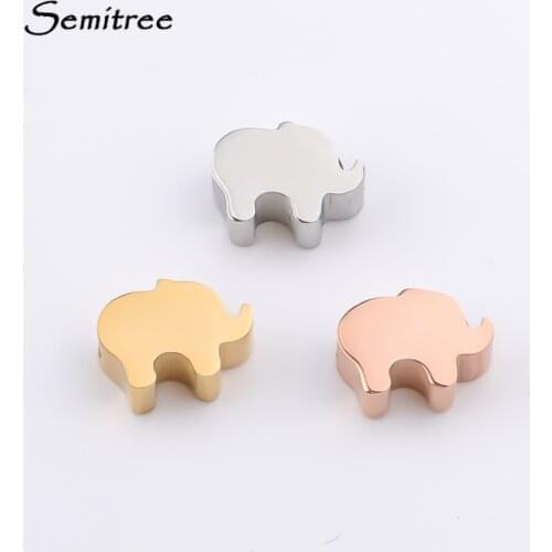 Semitree 5pcs 8mm Stainless Steel Cute Elephant Charms for DIY Jewelry Making Necklace Findings Bracelet Beads Accessories