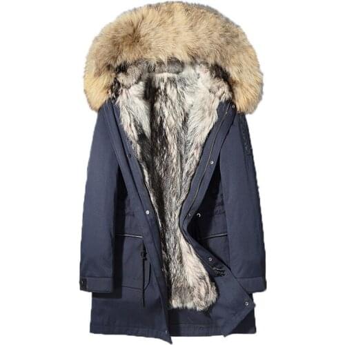 Real Fur Coat Winter Jacket Men Natural Wolf Fur Liner Parka Men Clothes 2020 Raccoon Fur Collar Long Coat L18-5500 MY1633