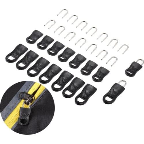 16 Pcs Replacement Zipper Tags Zip Fixer For Clothes Bags Black Zipper Pull Fixer For Suitcase Travel Bag Clothes Tent Backpack