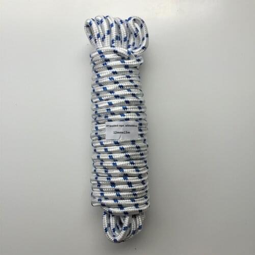 Heavy Duty 12mmx15m White&Blue Braided Polypropylene Rope PP Boat Rope Sailing Camping Clothes Line Securing Line
