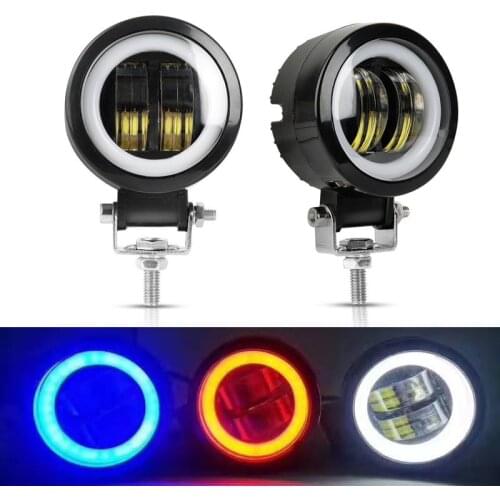 3 color Round square LED Angel Eyes Light Bar Spot Light For Motorcycle Led Work Lightfor Driving Offroad car Boat Truck 4x4 SUV
