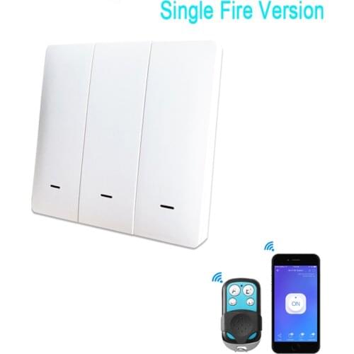 EWelink UK 1/2/3 Gang Wifi Smart Single Fire Wire Wall Light Switch RF433 Remote Control No Neutral Line Switch App Control