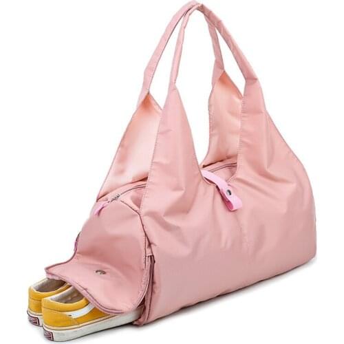 Women New Large Capacity Solid Color Travel Bag Nylon Waterproof Shoulder Bag Multifunctional Bags Yoga Mat Bag Gym Fitness Bags