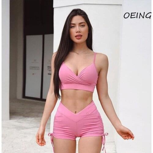Fitness Womens Tracksuit 2 Piece Sets Sport Bras and Shorts Casual Exercise Clothes Jogging Suits