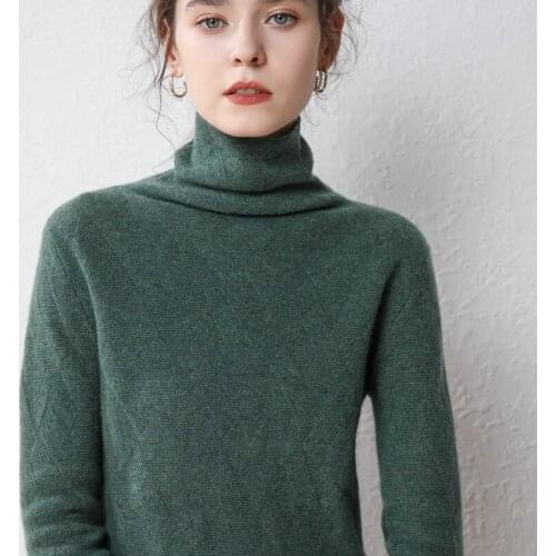 Zocept 100% Wool Female Sweater Winter Fashion Womens Knitted Wool Pullovers High Neck Full Sleeve Thick Jumpers