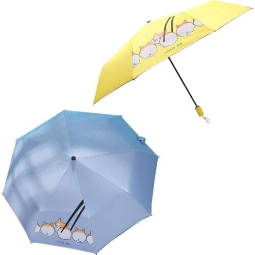 Cute Dog Full-Automatic Umbrella Folding Sun Umbrella Sunscreen Umbrella Cartoon Fresh Close with Windproof Waterproof