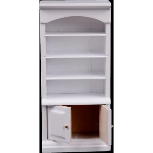 1Pc Wooden Furniture Modern White Doll House Wooden Living Room Book Cabinet bookshelf Cabinet Wardrobe 1:12 Dollhouse