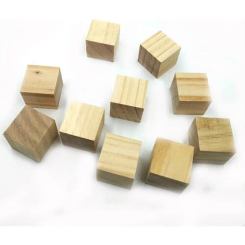 ANGRLY 10pcs Wooden Square Cube Block 2.5*2.5*2.5cm For DIY Stamp Manual Architectural Building Model Childrens Toy Wood Chips