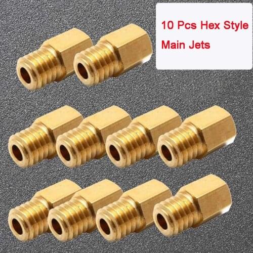 10pcs/set For MIKUNI Carburetor VM/TM/TMX RX100 AX100 TM24 27 28 Injector Nozzle Hex Type Main Jets 5.2x0.75mm Thread 6mm Head