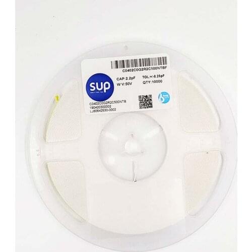 100PCS C0402C0G2R2C500NTBF Chip capacitor 0402 NPO 2.2pF 50V ±0.25pF Thickness 0.5mm