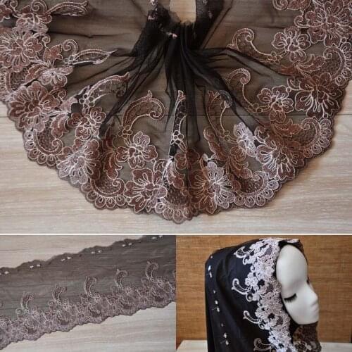 15yards Floral Ribbon Lace Trim Fabric Embroidered Trimmings Bra Garments for Sewing Craft Accessories 19cm Wide