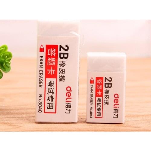 4 Pcs Promotion Plastic Pencil Erasers 2B For Examination White Color Rubber Erasers For Kids School Offfice Supplies Deli 3040