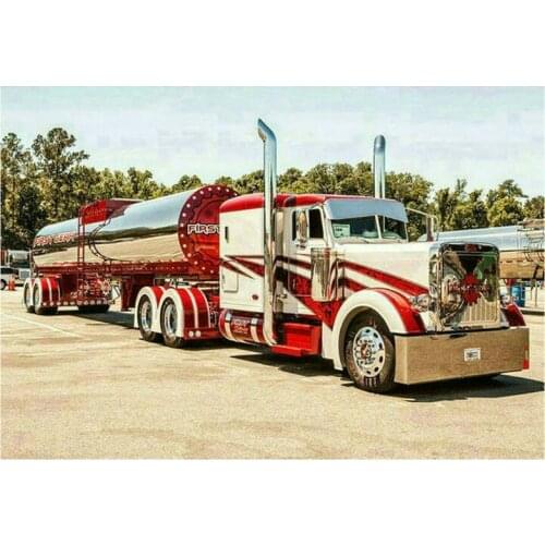 5d diy diamond painting truck sticker full square / round red car landscape rhinestone mosaic home decoration kit