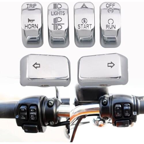 Motorcycle Handlebar Controls Accessories Chrome Switch Caps Button Cover For Harley 14-Up XL 12-17 Dyna 11-15 Softail Models