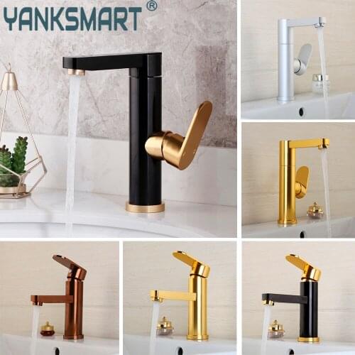 YANKSMART Hand Painting Space Aluminium Bathroom Faucets Single Handle Basin Sink Deck Mounted Faucet Hot & Cold Water Mixer Tap