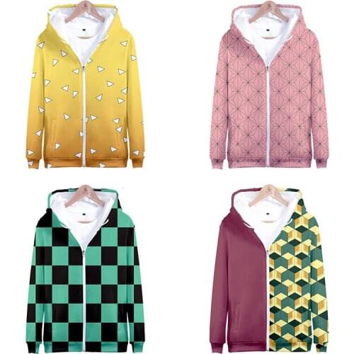 Anime Demon Slayer Kimetsu No Yaiba Tanjiro Kamado Nezuko Cosplay Men Hoodies Jackets Coats Halloween Costumes For Women CS018