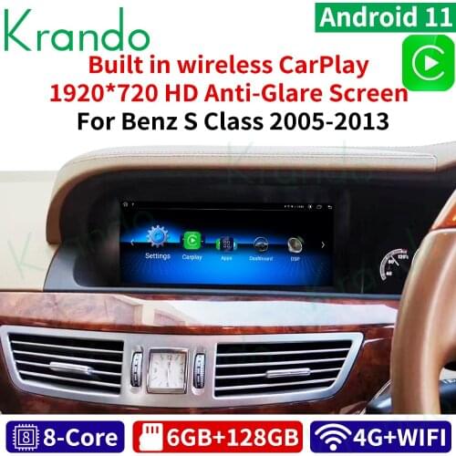 Krando Android 10.0 4G 64G 10.25'' Car Radio GPS Audio For Mercedes-Benz S Class W221 W216 2005-2013 Right Hand Player Carplay
