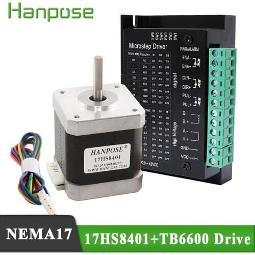 Free shipping 4-lead 17HS8401 motor Nema17 Stepper Motor with 42 motor drive TB6600 1.8A CE ROSH CNC Laser for 3D printer motor
