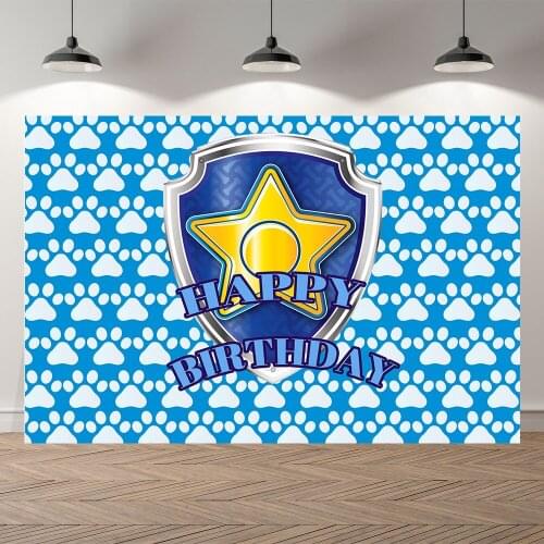 Seekpro Photography Background Kids Baby Birthday Banner Backdrop Cartoon Dog Party Blue boy Girl Photo Background Photocall